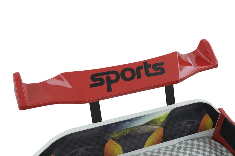 Letto singolo a forma di auto sportiva colore rosso SPORT 3.0, materasso incluso.