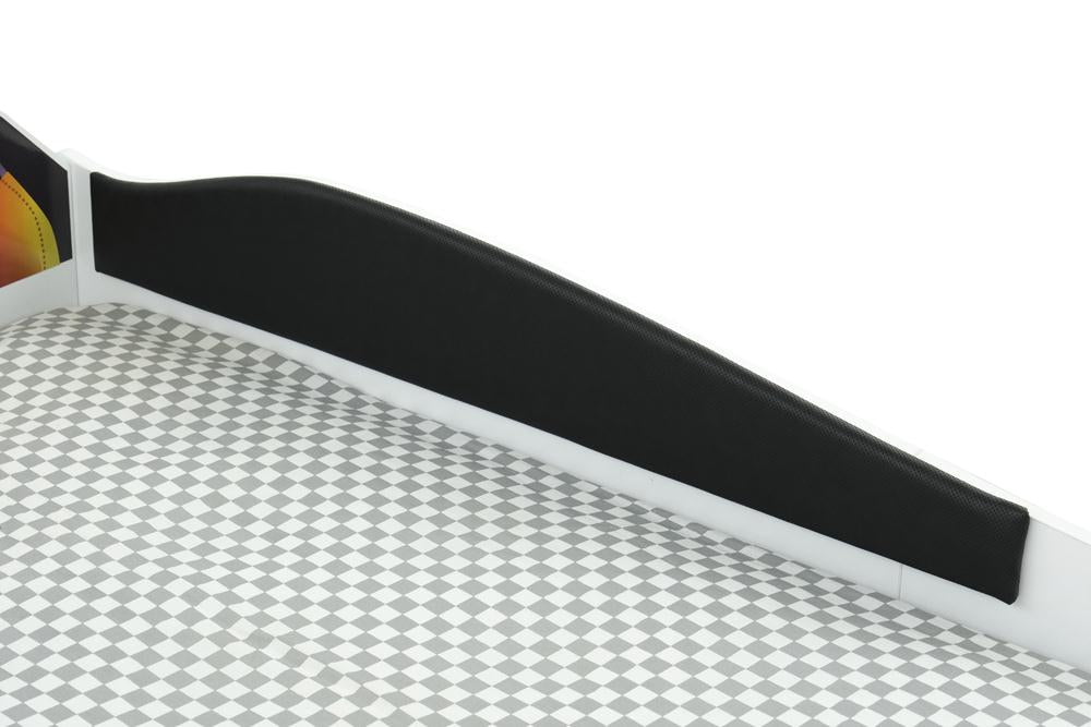 Letto singolo a forma di auto sportiva colore bianco SPORT 3.0, materasso incluso.
