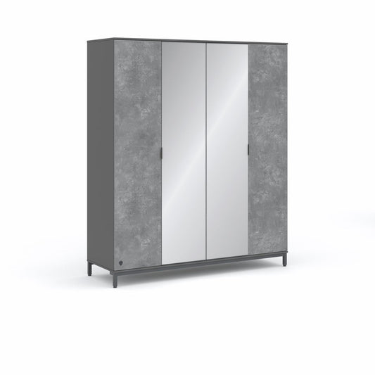 Space Grauer 4-türiger Kleiderschrank