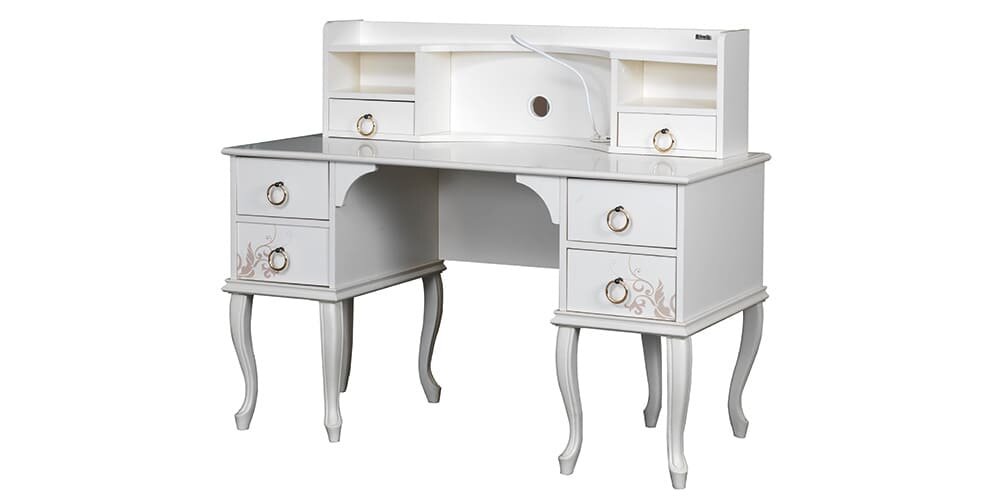 Komplettes Mädchenzimmer „New Alacati“ im romantischen Stil mit Einzelbett und dreitürigem Kleiderschrank.