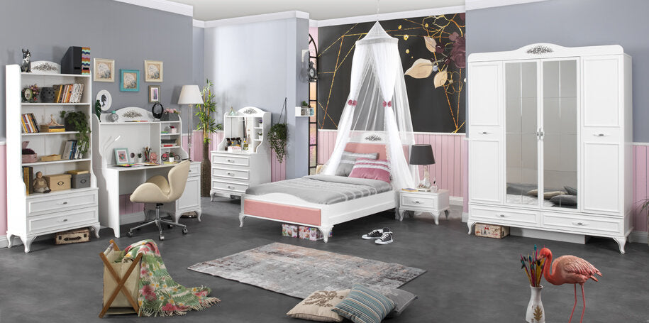 Cameretta completa per ragazza "Golden" colore bianco