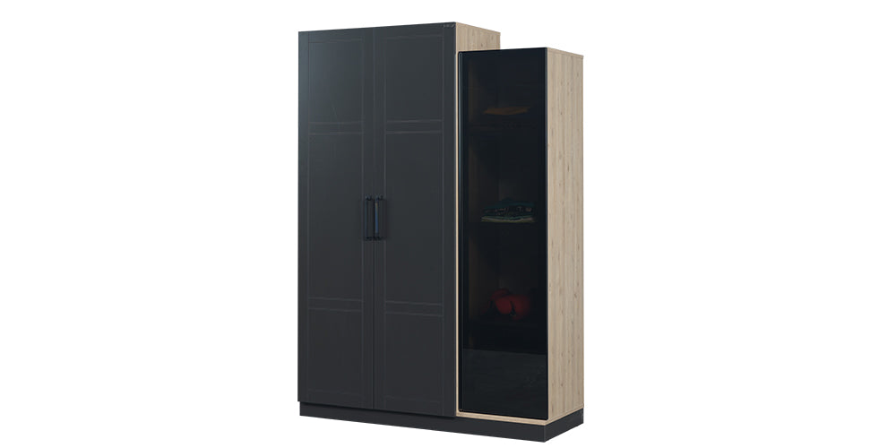 Chambre garçon complète "Boss" avec lit superposé gris anthracite et bois