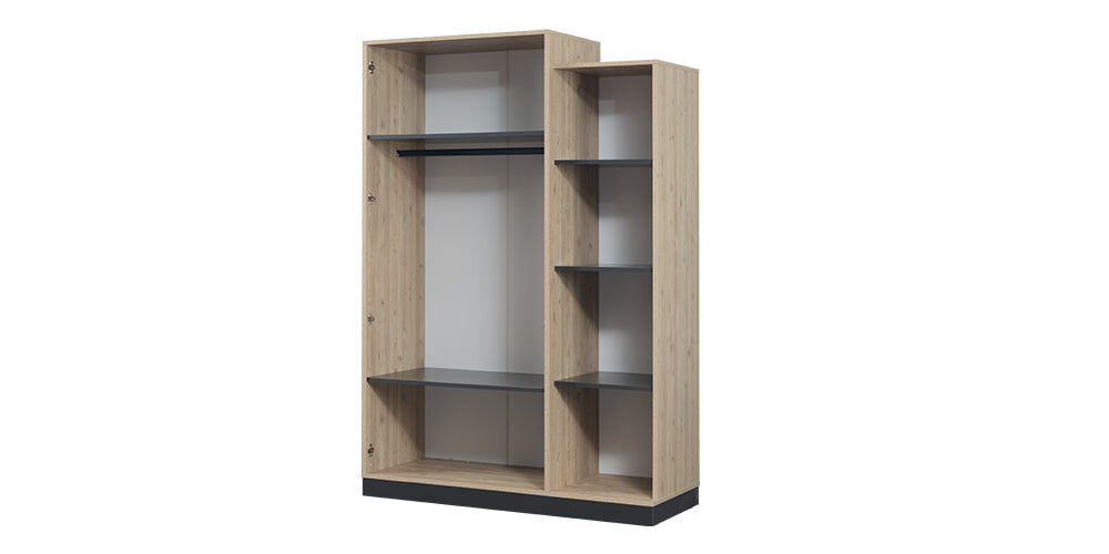Chambre garçon complète "Boss" avec lit superposé gris anthracite et bois