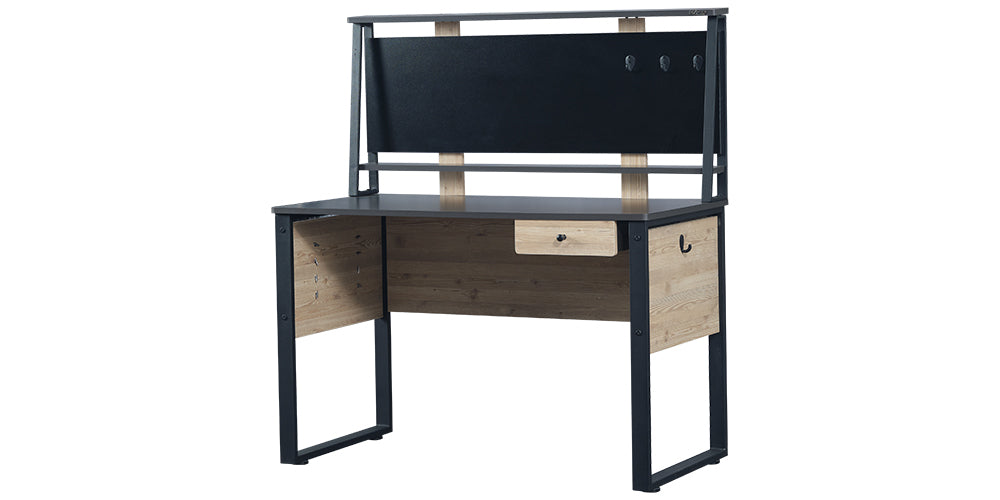Chambre garçon complète "Boss" avec lit superposé gris anthracite et bois