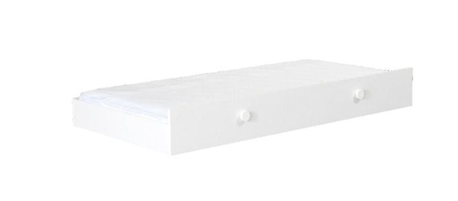 Chambre d'enfant complète "Carmen" de style campagnard moderne en blanc avec lits superposés compacts.