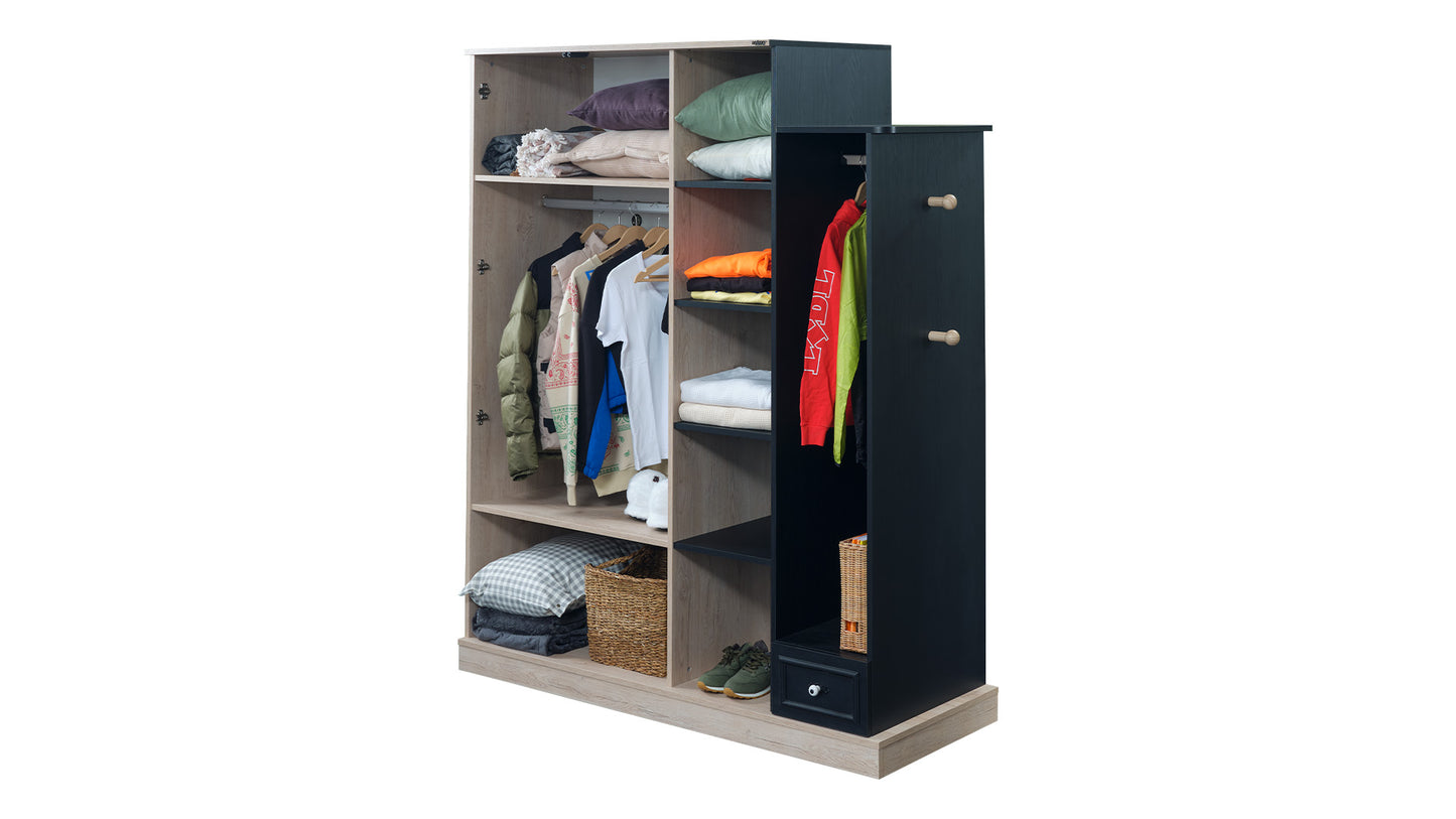 Cameretta completa per ragazzi "Charisma" stile elegante colore rovere chiaro e nero.