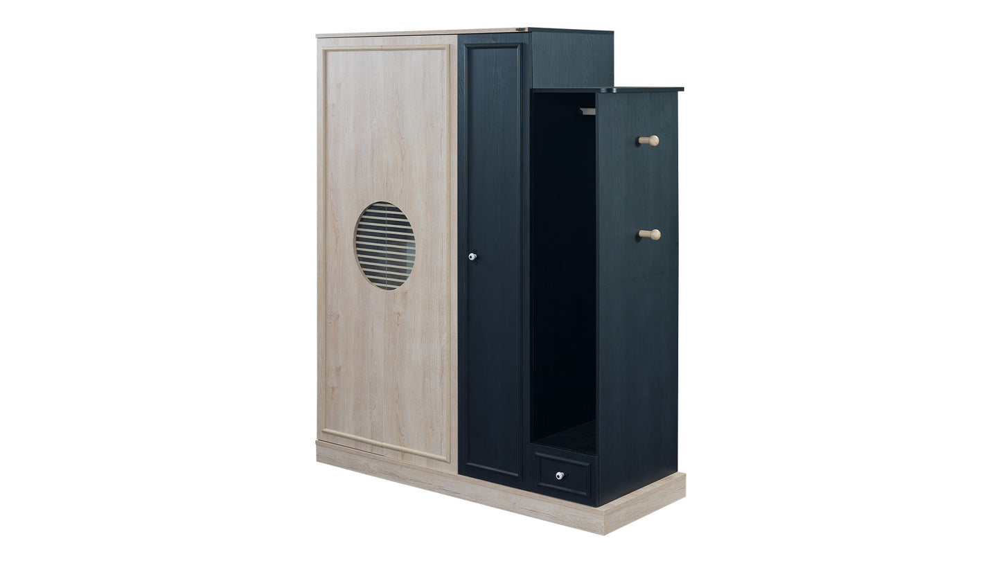Cameretta completa per ragazzi "Charisma" stile elegante colore rovere chiaro e nero.