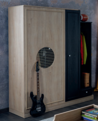 Cameretta completa per ragazzi "Charisma" stile elegante colore rovere chiaro e nero.