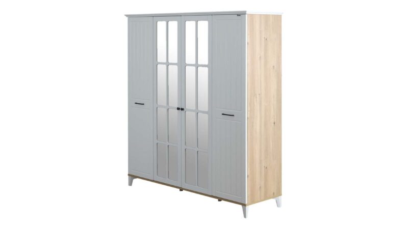 Chambre d'enfant "Diamant" fonctionnelle complète avec lit bridge blanc et chêne clair.