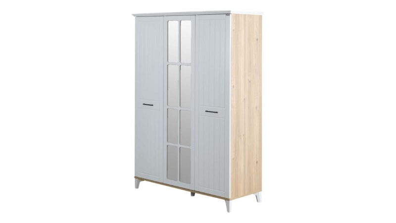 Chambre enfant complète "Diamant" en chêne blanc et clair.