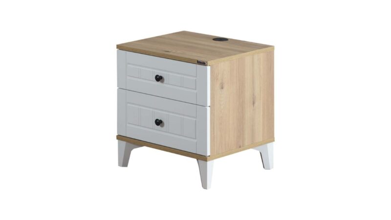 Chambre enfant complète "Diamant" en chêne blanc et clair.