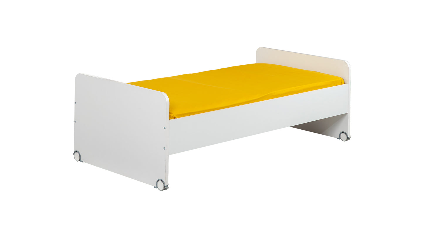 Chambre d'enfant "Diamant" fonctionnelle complète avec lit bridge blanc et chêne clair.