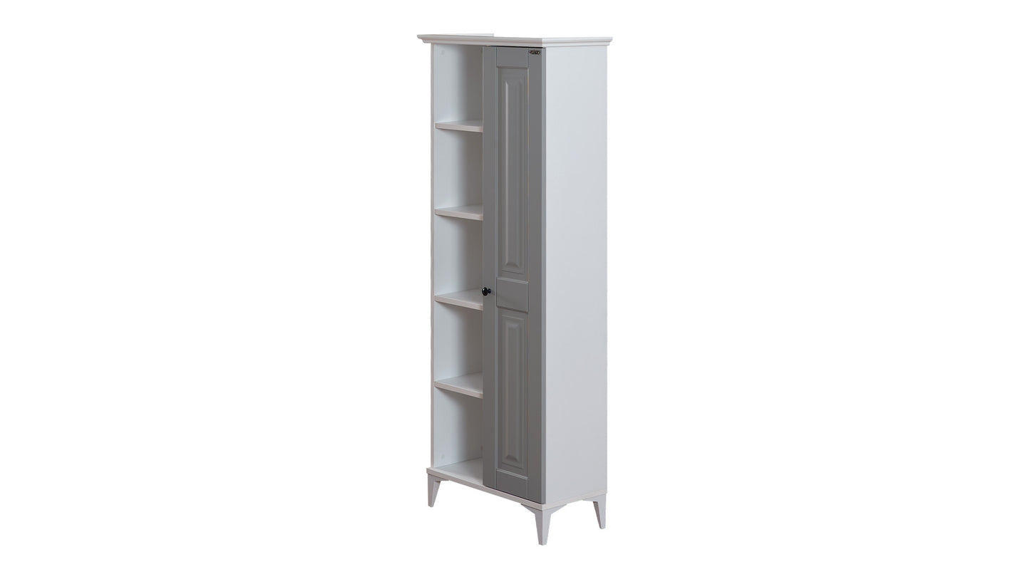 Komplettes Kinderzimmer „Eva“ im eleganten Stil in hellgrau und weiß, Kleiderschrank mit 3 Türen.