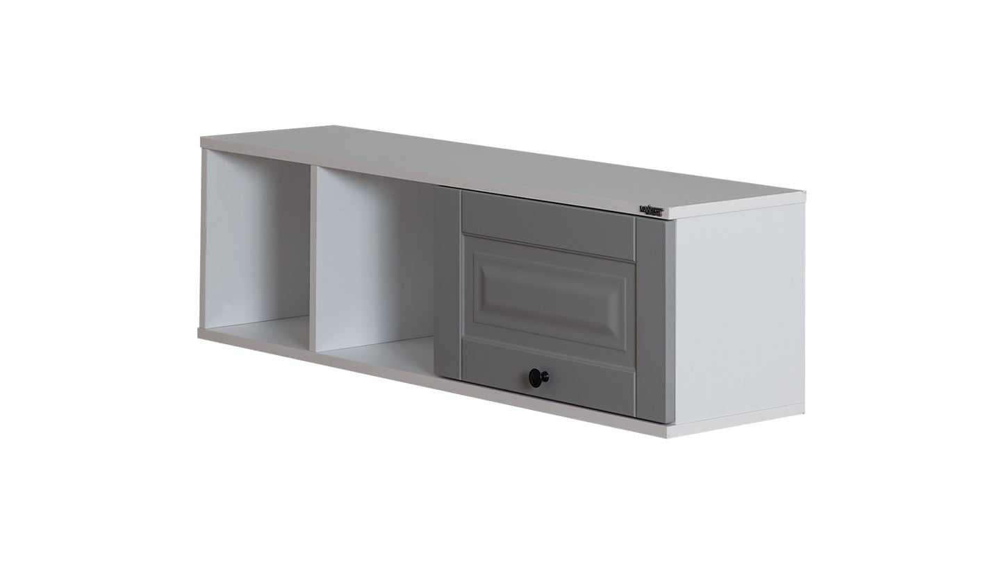 Komplettes Kinderzimmer „Eva“ im eleganten Stil in hellgrau und weiß, Kleiderschrank mit 3 Türen.