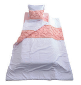 Cameretta completa per ragazza "Golden" colore bianco e legno chiaro con letto a castello compatto.