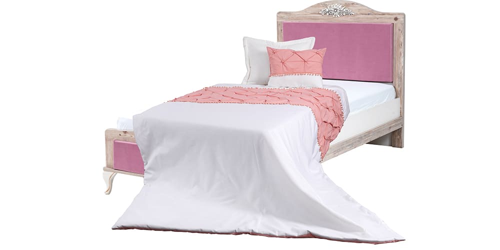 Chambre de fille complète "Golden" en blanc et bois clair