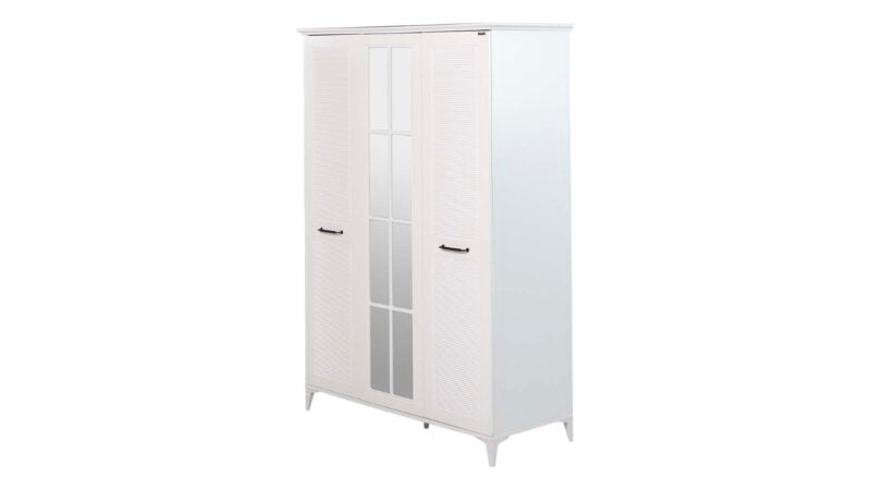 Cameretta completa per ragazzi "Golf" stile modern country colore bianco con letto a castello compatto.