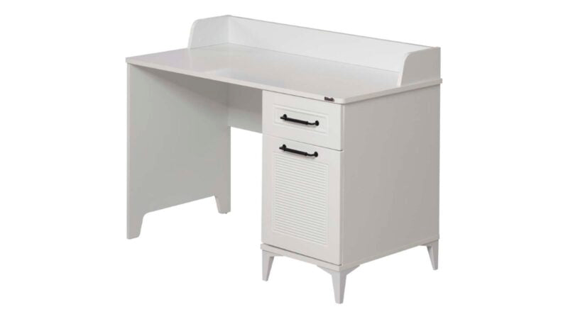 Cameretta completa per ragazzi "Golf" stile modern country colore bianco con letto a castello compatto.