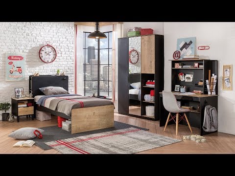 Schwarzes Ausziehbett mit Trennwänden (90 x 190 cm)