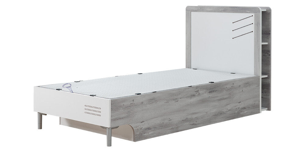 Cameretta completa per ragazzo/a "Intelligente" colore bianco e grigio con letto contenitore.