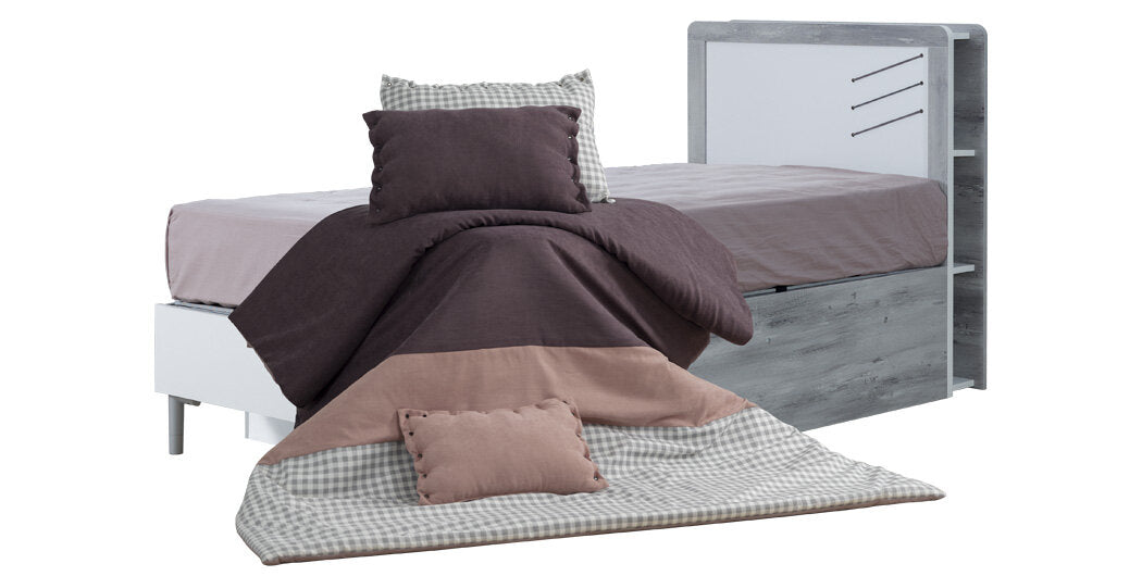 Cameretta completa per ragazzo/a "Intelligente" colore bianco e grigio con letto a castello.