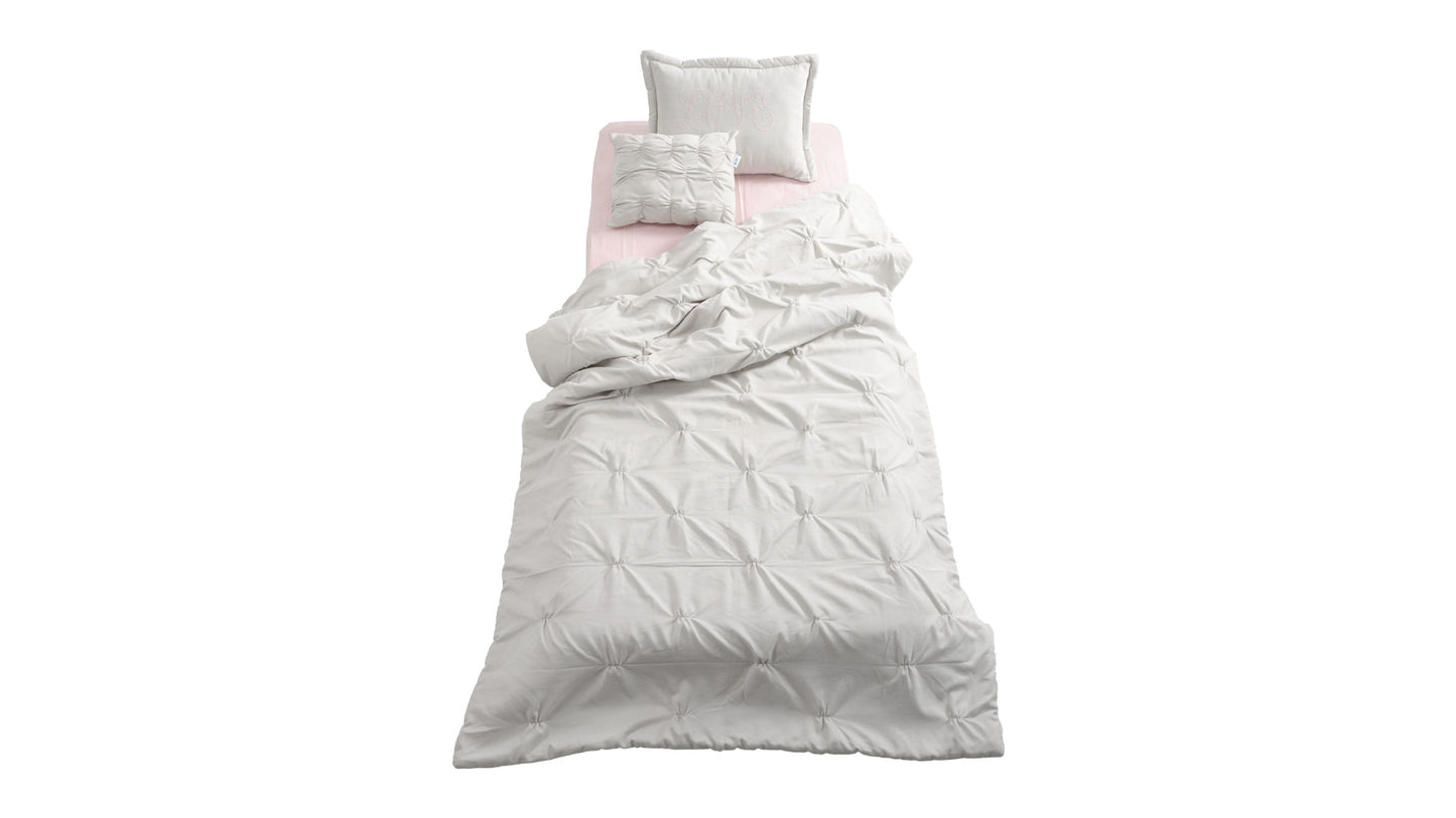 Cameretta completa per bambine "Juliet" stile romantico colore grigio chiaro e panna con divano letto.