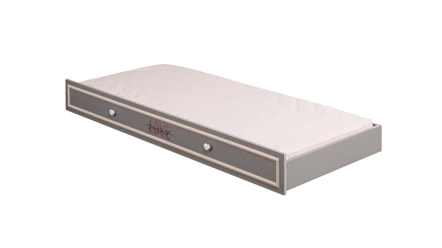 Cameretta completa per bambine "Juliet" stile romantico colore grigio chiaro e panna con divano letto.