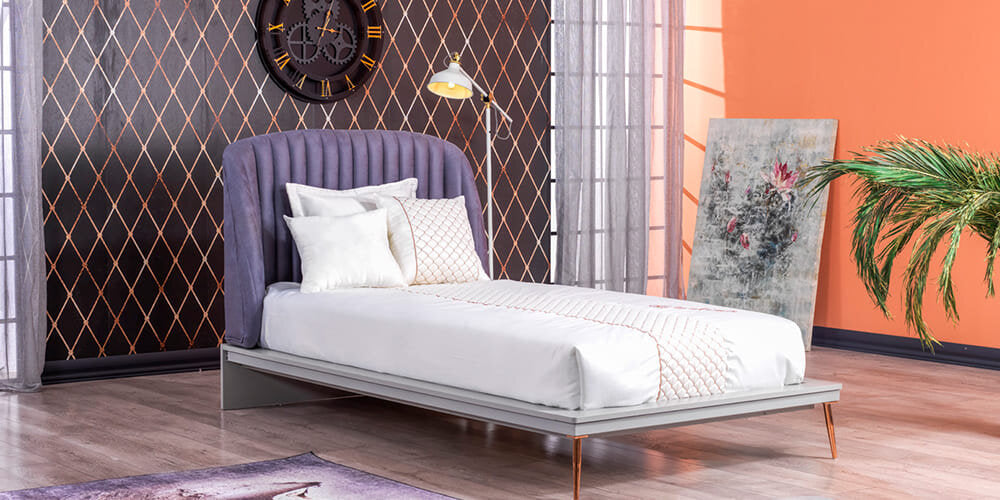 Cameretta completa per ragazzi "Lara" stile classico elegante colore bianco e grigio