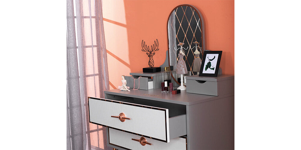 Cameretta completa per ragazzi "Lara" stile classico elegante colore bianco e grigio