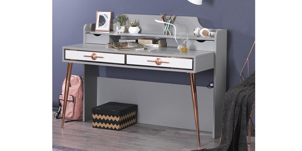 Cameretta completa per ragazzi "Lara" stile classico elegante colore bianco e grigio