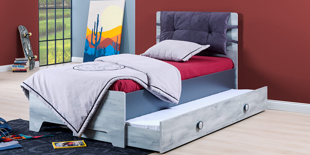 Chambre complète pour garçon avec lit 120x200 style "Urban" gris
