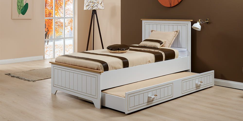 Cameretta completa per ragazzo "Mango" con letto 120x200 stile essenziale bianco