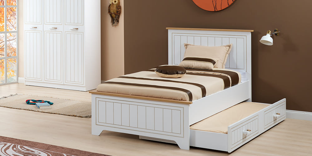 Cameretta completa per ragazzo "Mango" con letto 120x200 stile essenziale bianco