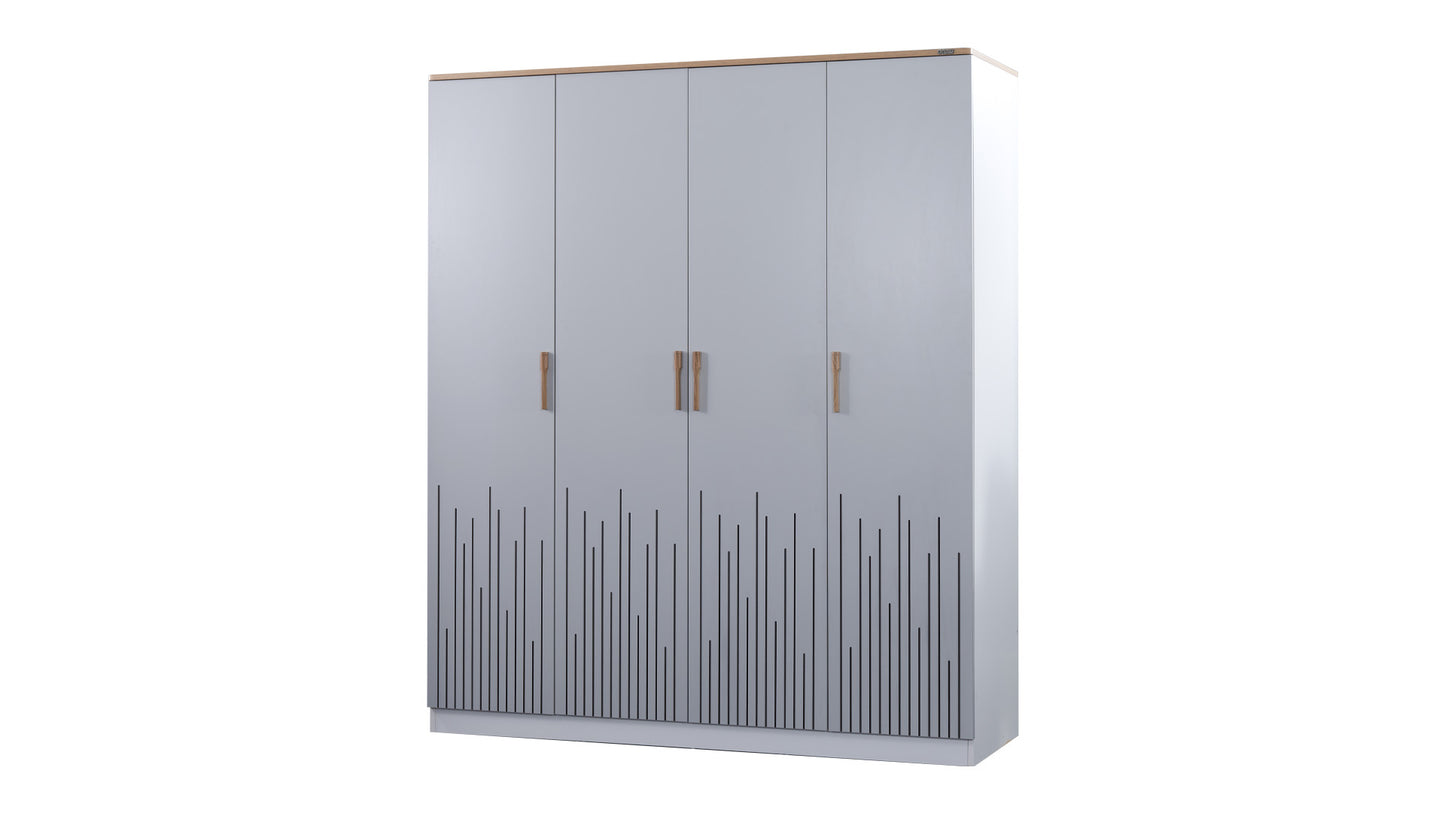 Cameretta completa per ragazzi "Lucas" stile contemporaneo color bianco, nero e legno chiaro.