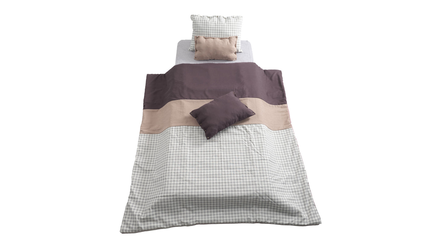 Cameretta completa per ragazzi "Lucas" stile contemporaneo color bianco, nero e legno chiaro.
