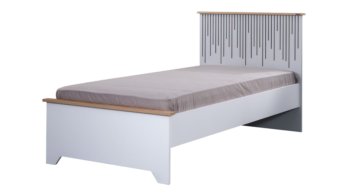 Cameretta completa per ragazzi "Lucas" stile contemporaneo color bianco, nero e legno chiaro.