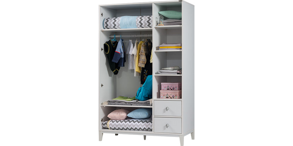 Montessori-Schlafzimmer für Jungen/Mädchen „Luna“, weiße Farbe.