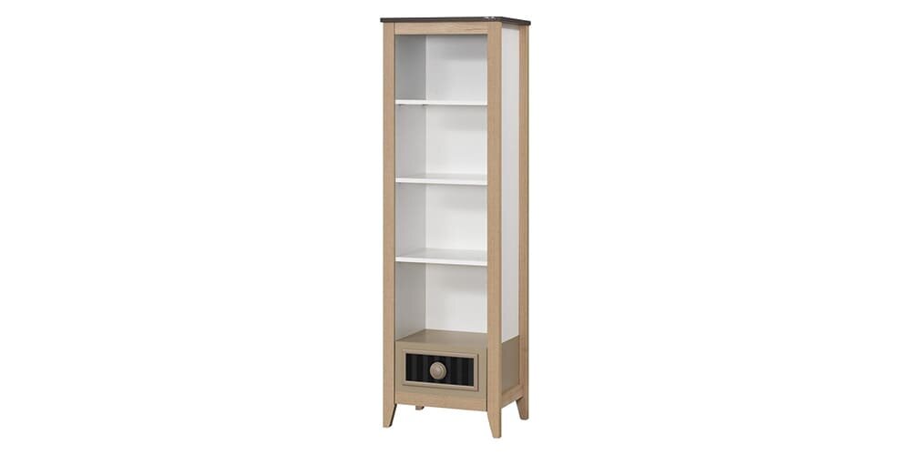 Cameretta completa per ragazzi "Melody" stile vintage bianca, legno chiaro e grigio.