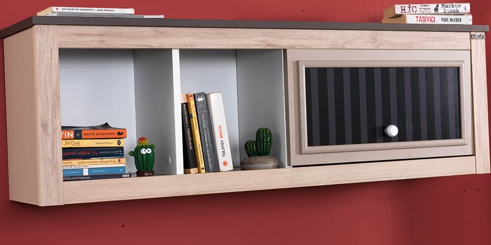 Cameretta completa per ragazzi "Melody" stile vintage bianca, legno chiaro e grigio.