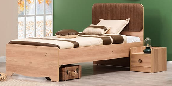 Cameretta completa per ragazzo "Nesta" stile essenziale color legno pino chiaro.