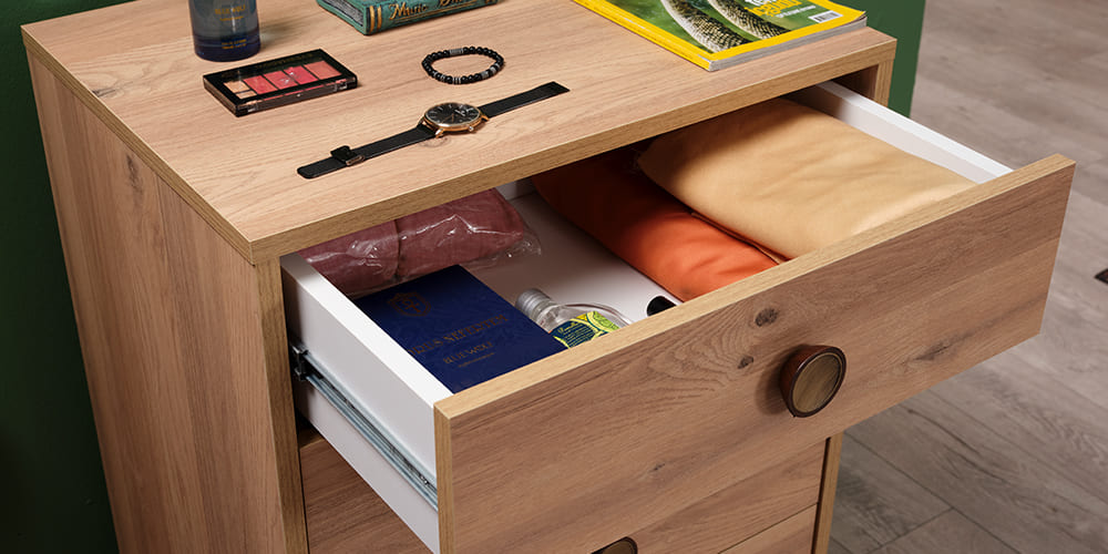 Cameretta completa per ragazzo "Nesta" stile essenziale color legno pino chiaro.