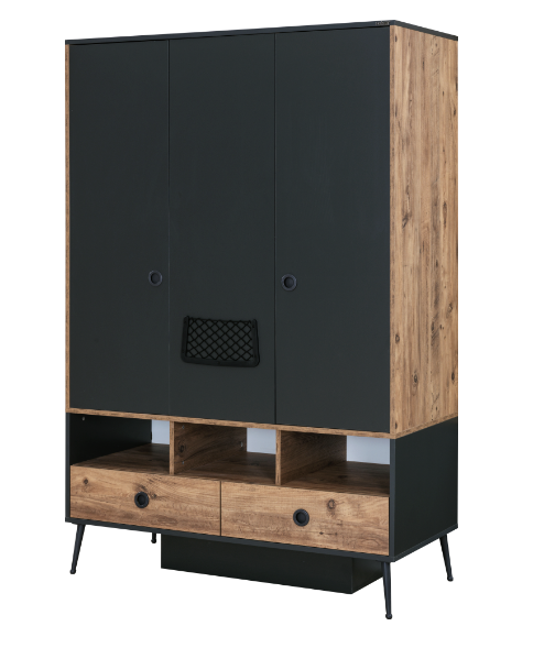 Chambre enfant complète "Nitro" de style contemporain en bleu aviation et bois.