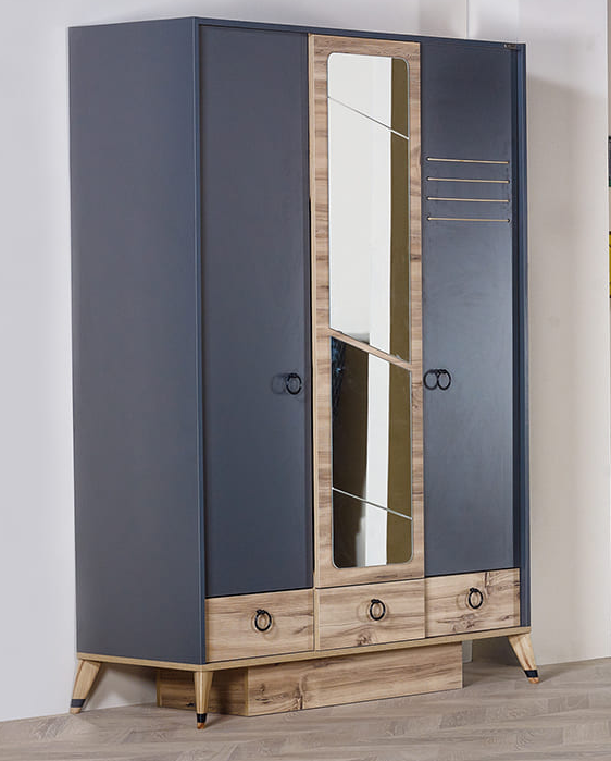 Chambre garçon complète "Oscar" en bleu foncé et bois