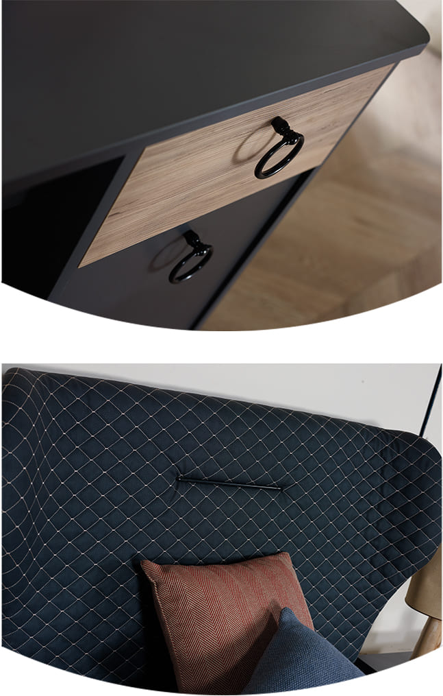 Chambre garçon complète "Oscar" en bleu foncé et bois