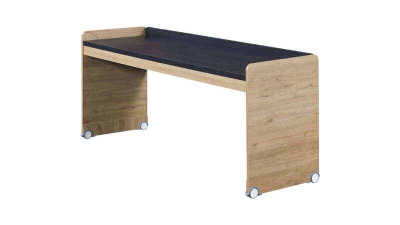 Cameretta completa per ragazzi "Petra" stile industriale colore rovere chiaro e grigio antracite con letto a castello compatto.