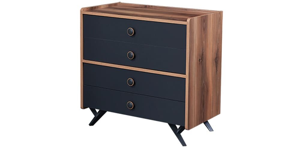 Cameretta completa per ragazzi "Piedra" stile contemporaneo colore grigio antracite e legno naturale.