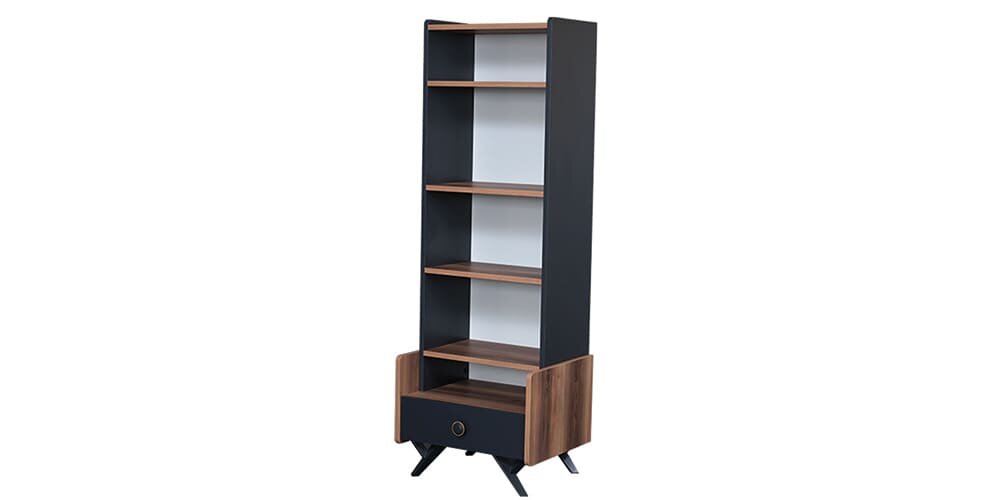 Cameretta completa per ragazzi "Piedra" stile contemporaneo colore grigio antracite e legno naturale.