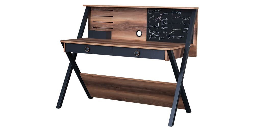 Cameretta completa per ragazzi "Piedra" stile contemporaneo colore grigio antracite e legno naturale.