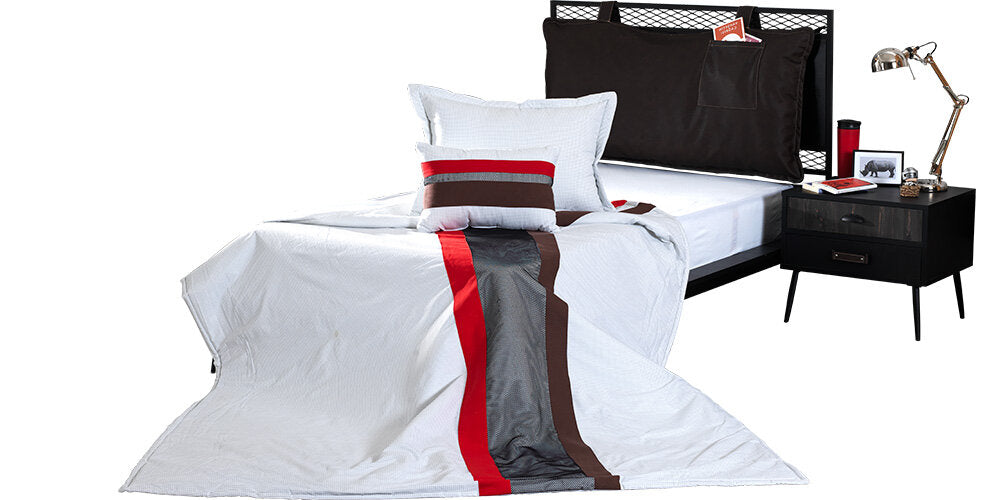 Cameretta completa per ragazzo "Polo" con letto una piazza e mezzo grigio antracite e grigio chiaro.