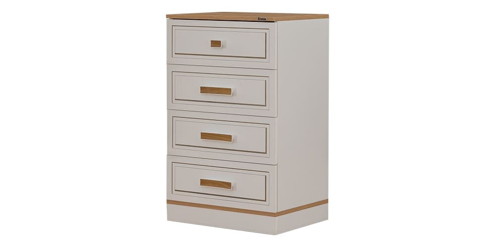 Cameretta completa per noenati "Rixos" con letto prima infanzia trasformabile colore bianco e legno chiaro.